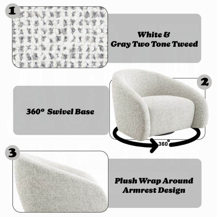 Zoey Accent Chair w/Swivel 
