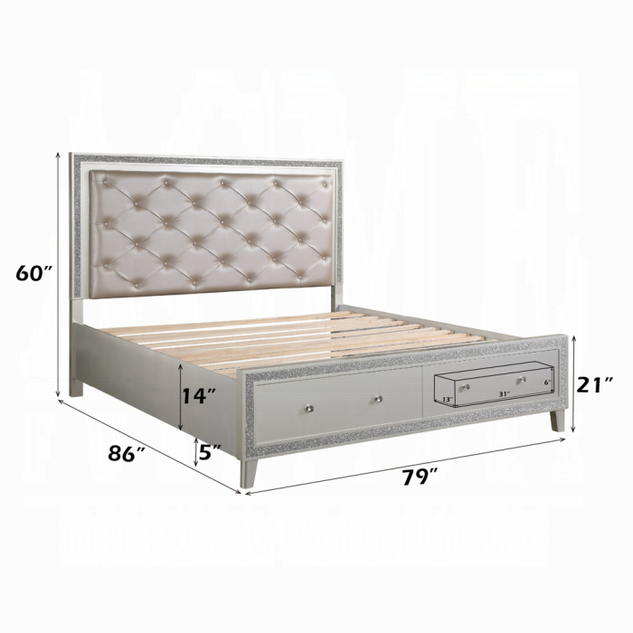 Sliverfluff EK Bed W/Led & Storage