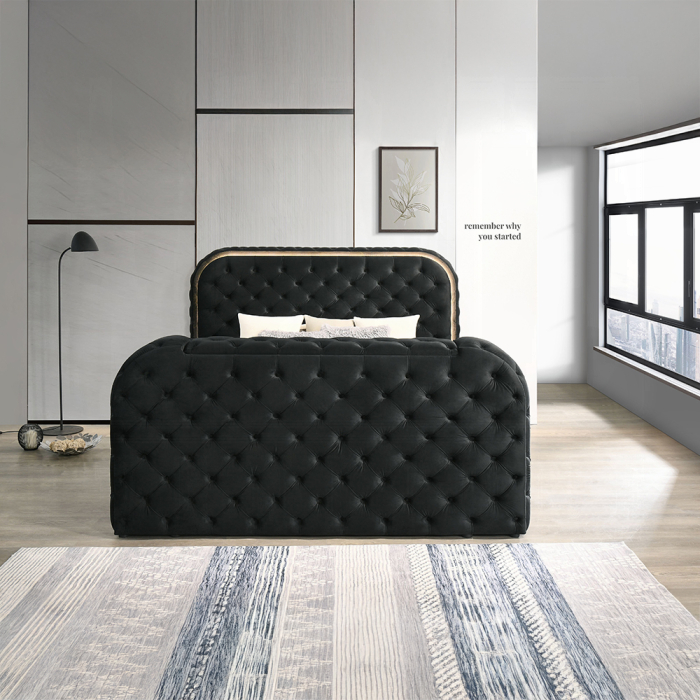 Kana Eastern King Bed w/LED, Fireplace & TV Stand
