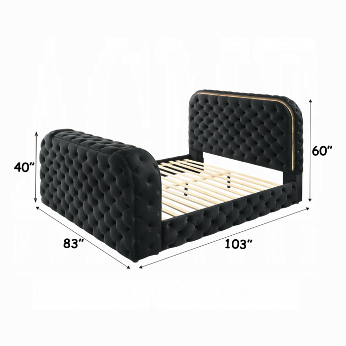 Kana Eastern King Bed w/LED, Fireplace & TV Stand