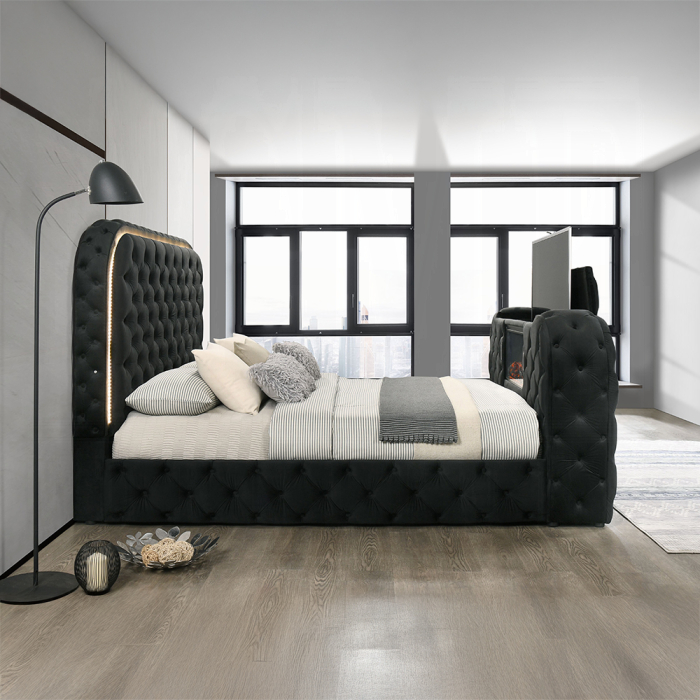 Kana Eastern King Bed w/LED, Fireplace & TV Stand