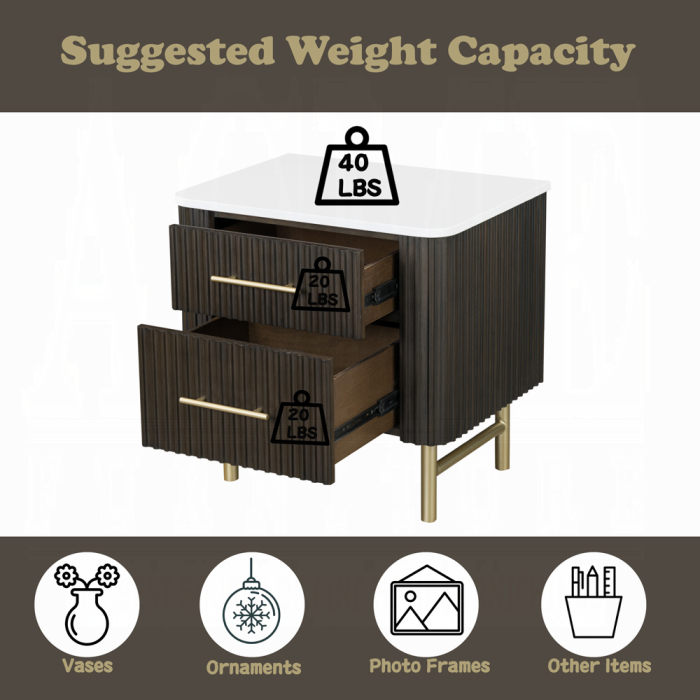 Clayten Nightstand w/Marble Top