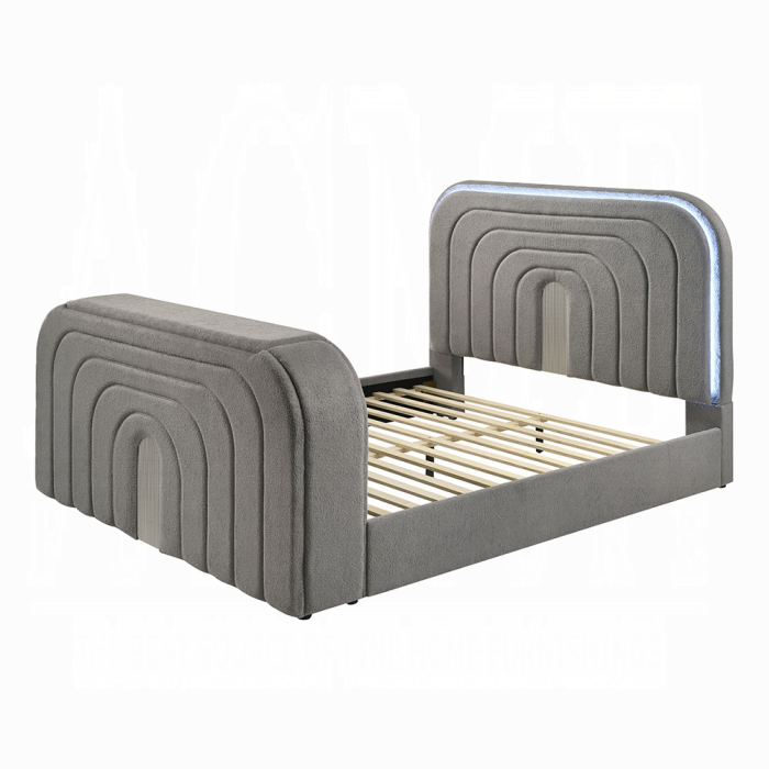 Shelyn Queen Bed w/Led, TV Stand, Fireplace & Bluetooth