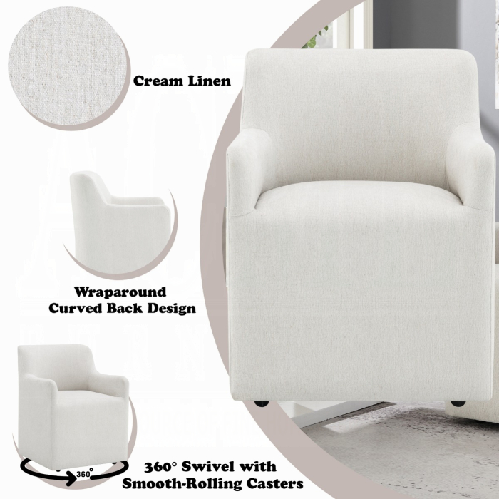 Cafell Arm Chair w/Swivel Casters
