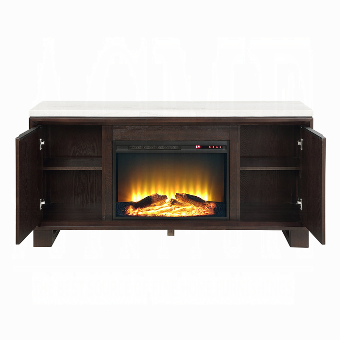 Edwyn Server w/Natural Marble Top & Fireplace