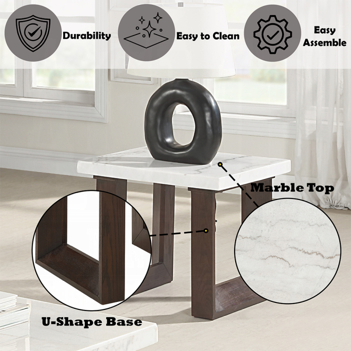 Edwyn End Table w/Marble Top