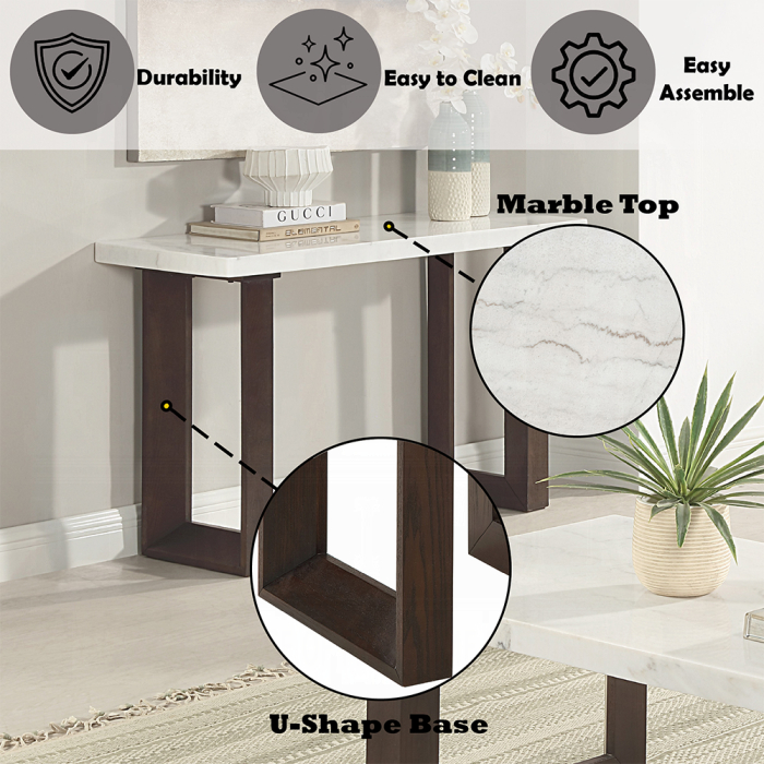 Edwyn Sofa Table w/Marble Top