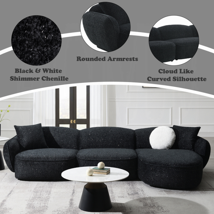 Lucifer Sectional Sofa w/3 Pillows