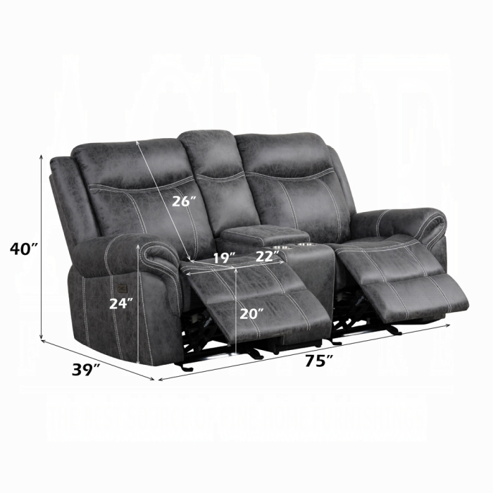 Zubaida Power Glider Motion Loveseat w/USB