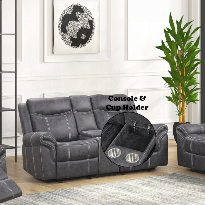 Zubaida Power Glider Motion Loveseat w/USB