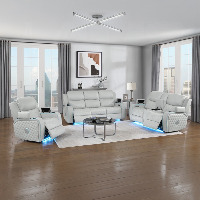 Elonzo Power Motion Recliner w w/LED, Power Headrest & Speaker