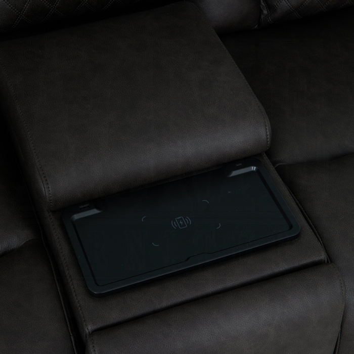 Wendell Power Motion Loveseat w/Console, Wireless Charger, Storage, USB & LED