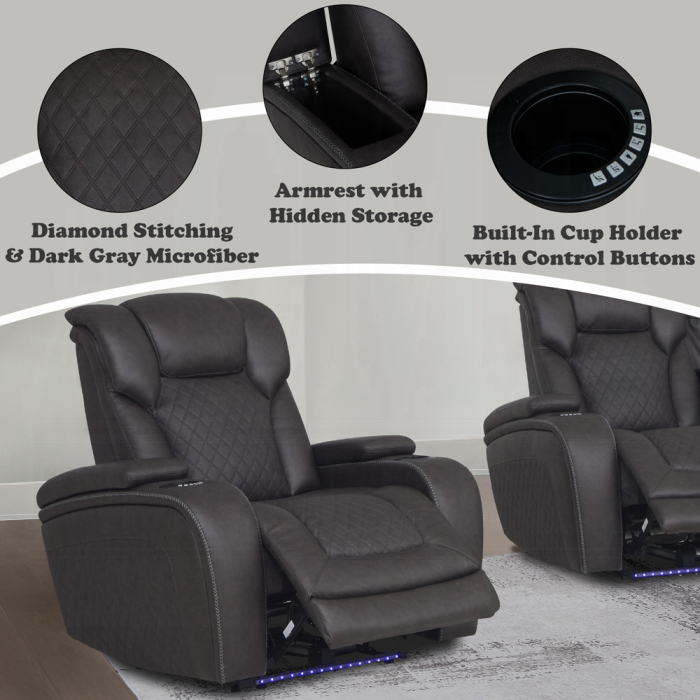 Wendell Power Motion Recliner w/Storage, USB & LED