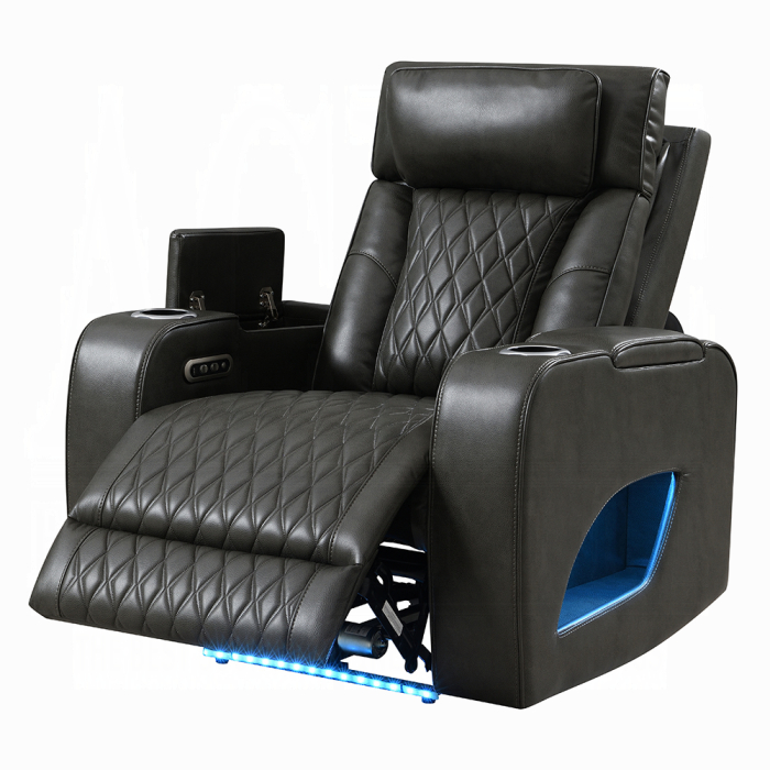 Taddeo Power Motion Recliner w/Power Headrest, USB, Wireless Charger & LED