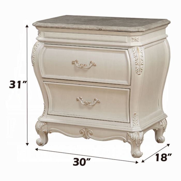 Chantelle Nightstand W/Marble Top
