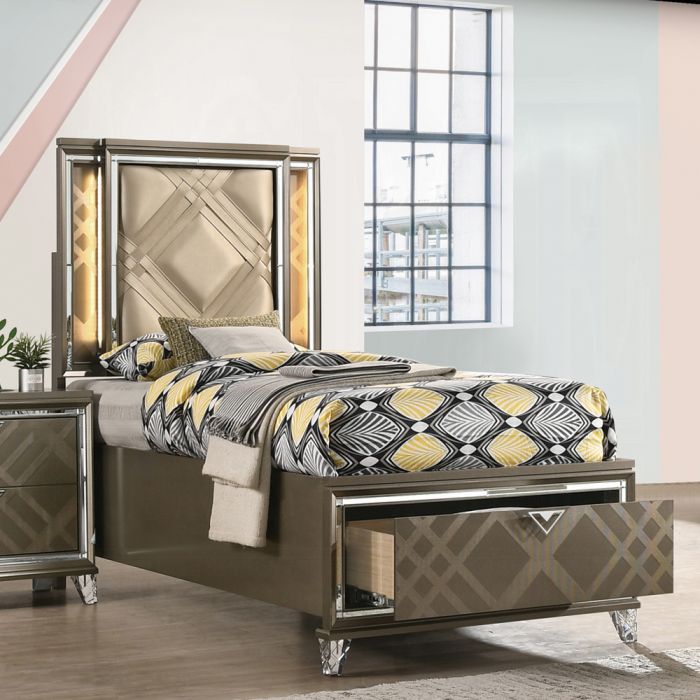 Skylar Twin Bed W/Led & Storage