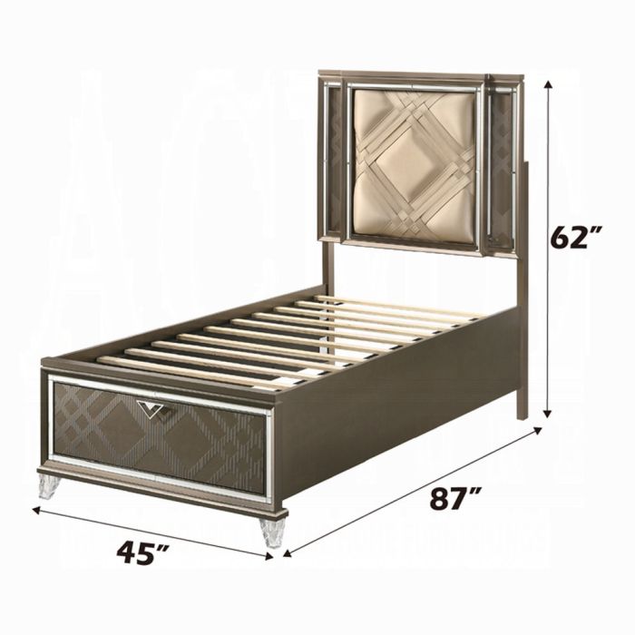 Skylar Twin Bed W/Led & Storage
