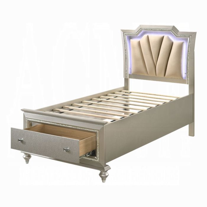 Kaitlyn Twin Bed W/Led & Storage