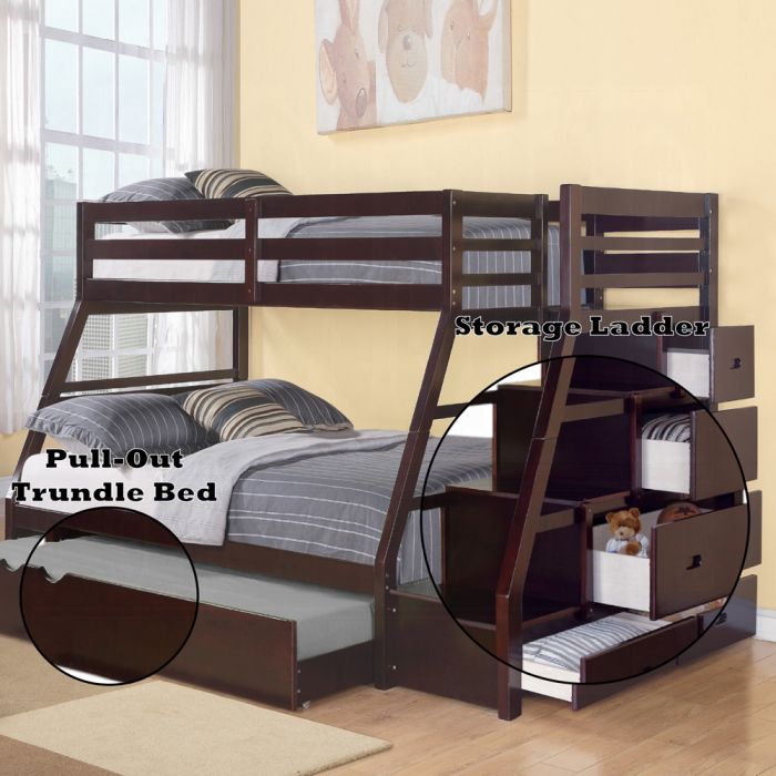 Jason Twin/Full Bunk Bed W/Trundle & Storage