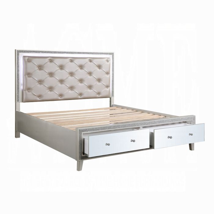 Sliverfluff EK Bed W/Led & Storage