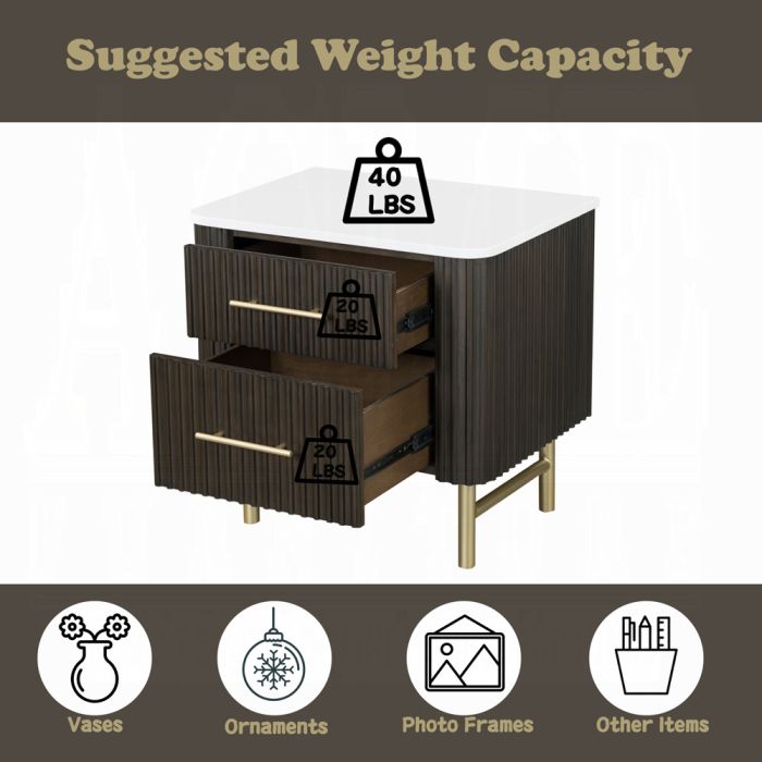 Clayten Nightstand w/Marble Top