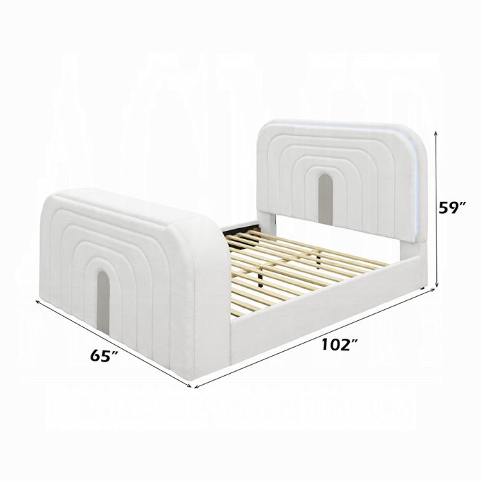 Shelyn EK Bed w/LED, TV Cabinet, Fireplace & Bluetooth
