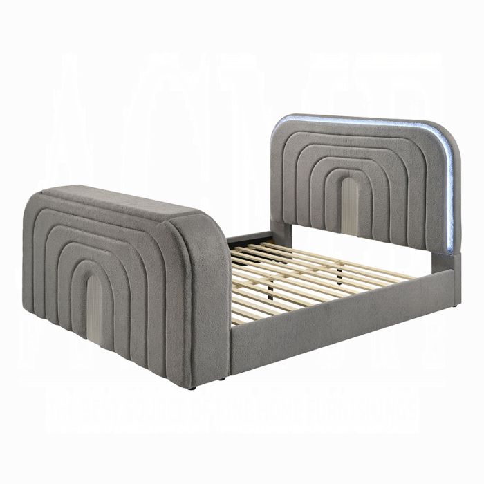 Shelyn EK Bed w/LED, TV Stand, Fireplace & Bluetooth