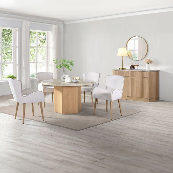 Qwin Round Dining Table W/Marble Top