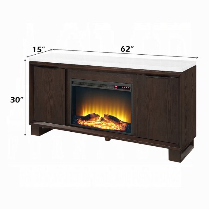 Edwyn Server w/Natural Marble Top & Fireplace