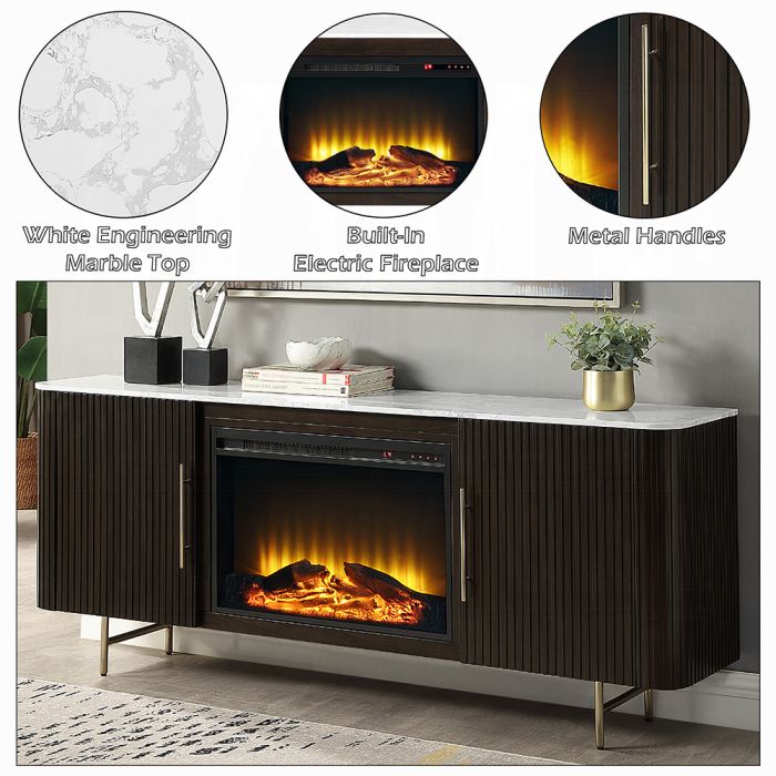 Clayten Server w/Marble Top & Fireplace