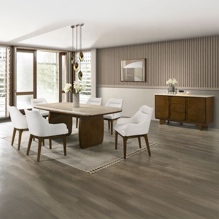 Kasha Dining Table w/Natural Marble Top