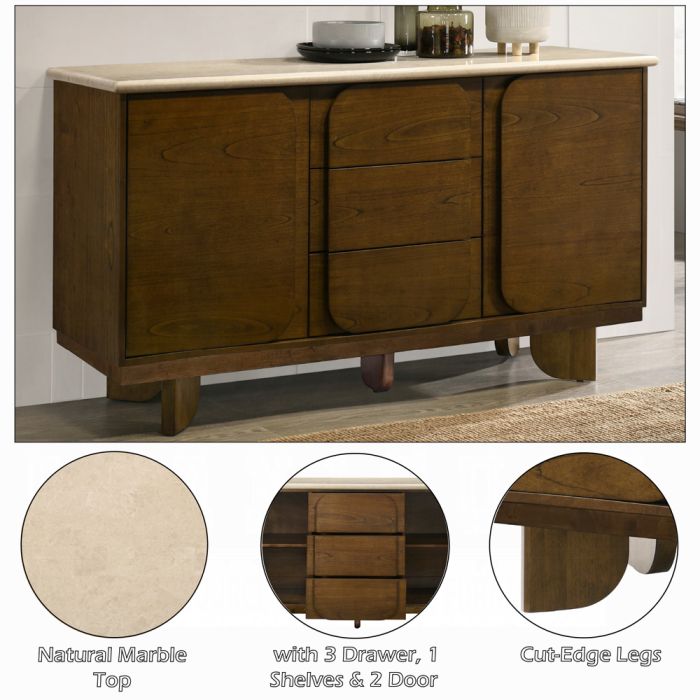 Kasha Server w/Natural Marble Top