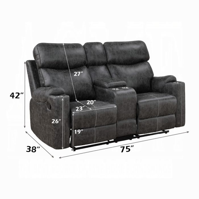 Hirah Motion Loveseat w/Console & USB Port