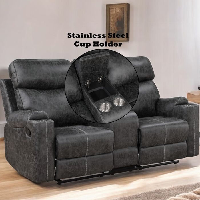 Hirah Motion Loveseat w/Console & USB Port