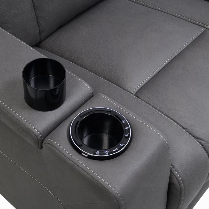 Leuco Power Motion Recliner w/Cup Holder, Control, LED & Power Headrest