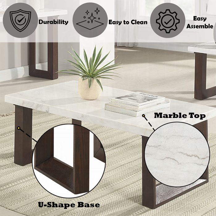Edwyn Coffee Table w/Marble Top