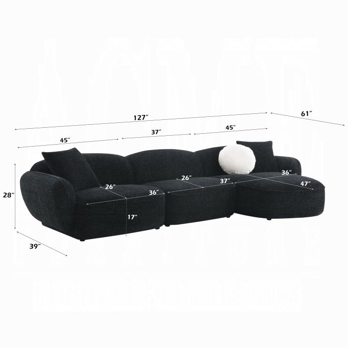 Lucifer Sectional Sofa w/3 Pillows