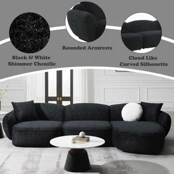 Lucifer Sectional Sofa w/3 Pillows