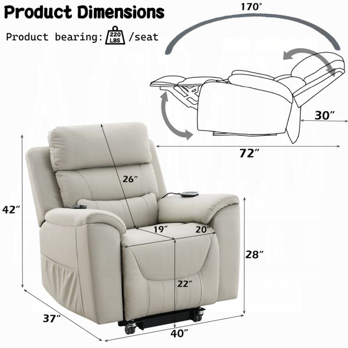 Marsha Power Recliner w/Lift & Massage