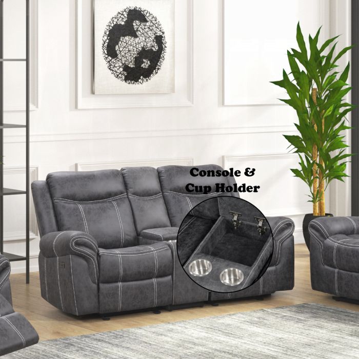 Zubaida Power Glider Motion Loveseat w/USB