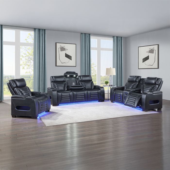 Ephron Power Motion Recliner W/Power Headrest & LED 