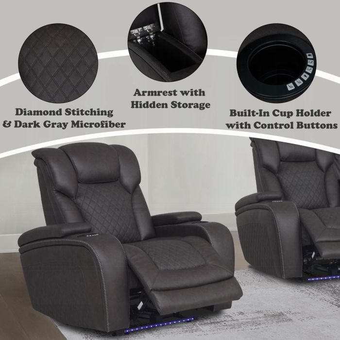 Wendell Power Motion Recliner w/Storage, USB & LED
