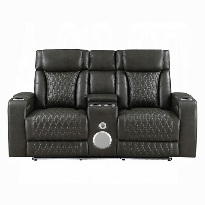 Taddeo Power Motion Loveseat w/Console, Speaker, USB, Wireless Charger & LED