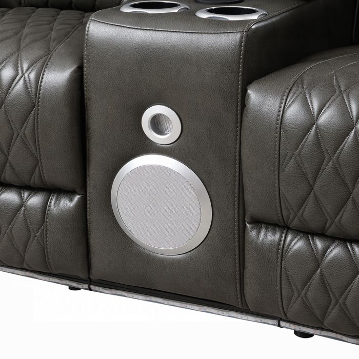 Taddeo Power Motion Loveseat w/Console, Speaker, USB, Wireless Charger & LED