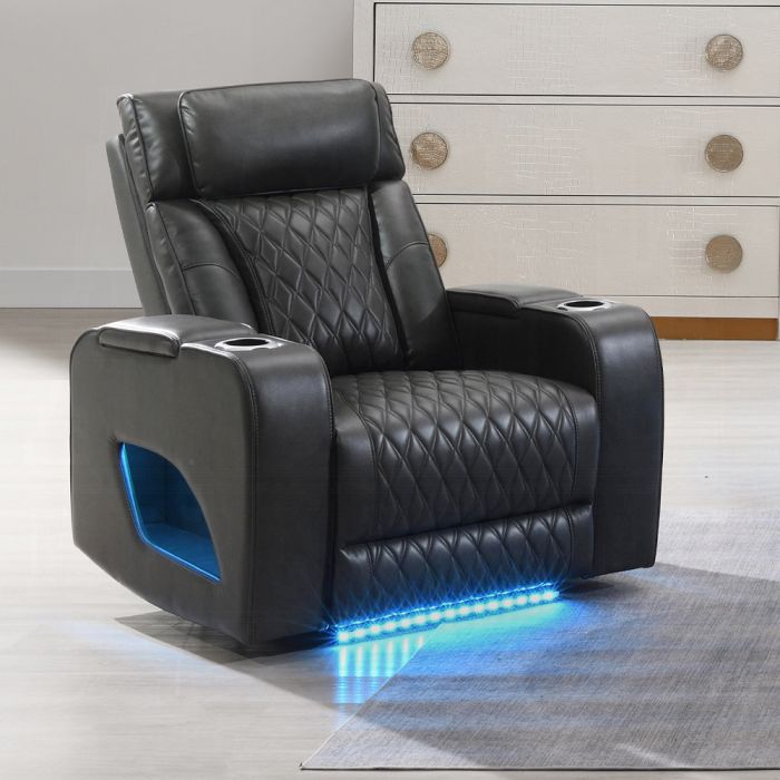 Taddeo Power Motion Recliner w/Power Headrest, USB, Wireless Charger & LED