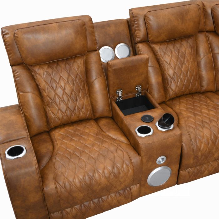 Taddeo Power Motion Sectional Sofa Set w/Power Headrest, Massage & LED
