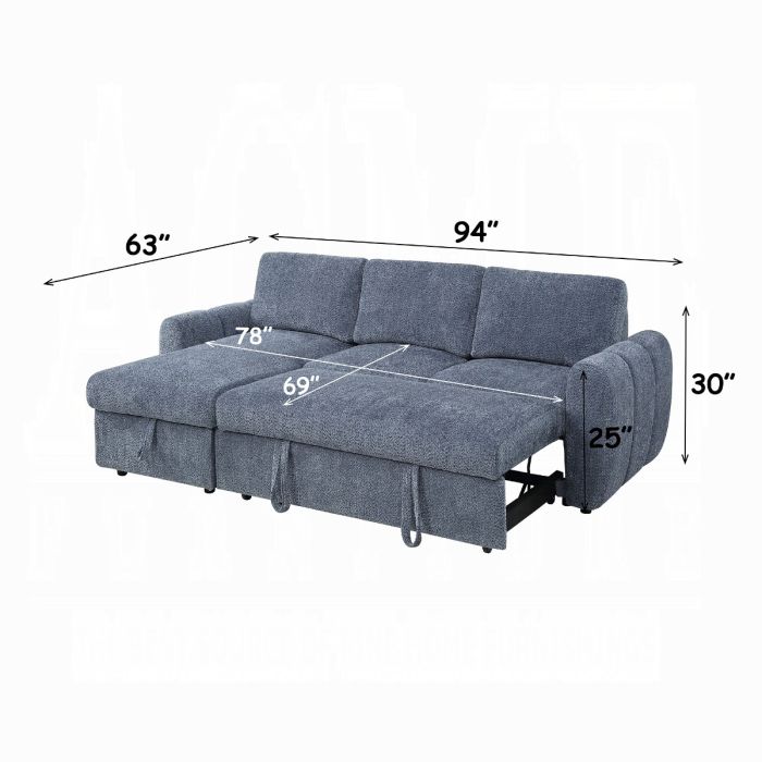 Nuriel Reversible Sectional Sofa w/Sleeper & Storage 
