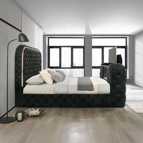 Kana Eastern King Bed w/LED, Fireplace & TV Stand