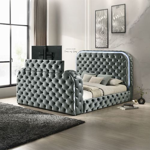 Kana Queen Bed w/LED, Fireplace & TV Stand