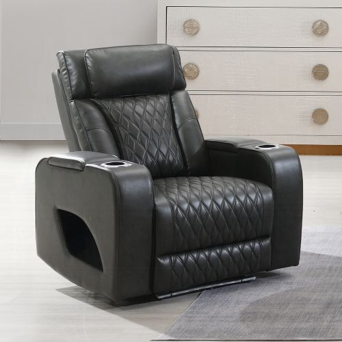 Taddeo Power Motion Recliner w/Power Headrest, USB, Wireless Charger & LED